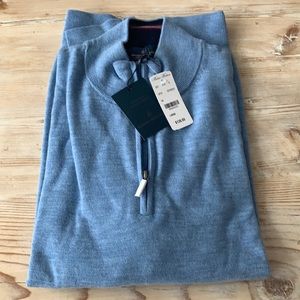 Brooks Brothers washable merino wool quarter zip Blue
